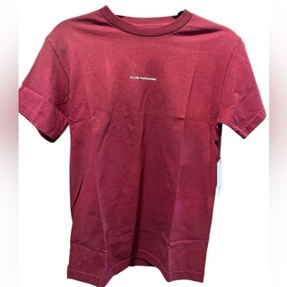 NWT Club Paradise Unisex Maroon Tee Shirt Logo Printed Hip Hop Music - Size S